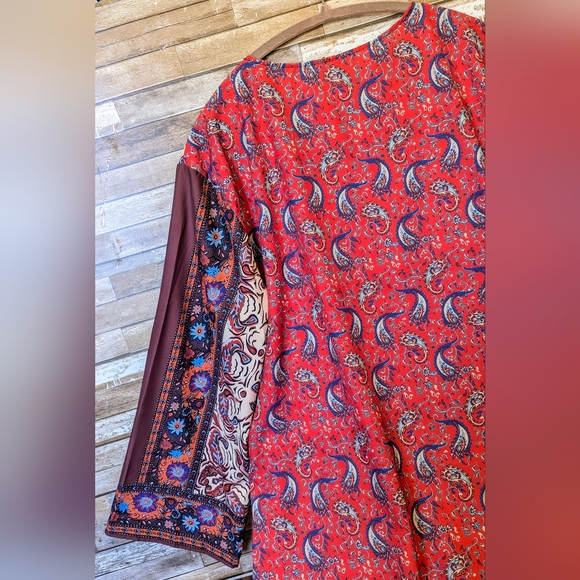 New Boho Mixed Print Paisley Kimono With Front Ties - Picture 11 of 15